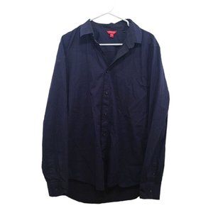 Guess Mens Button Down Long Sleeve Size LARGE Dark Blue Classic Fit (S041)